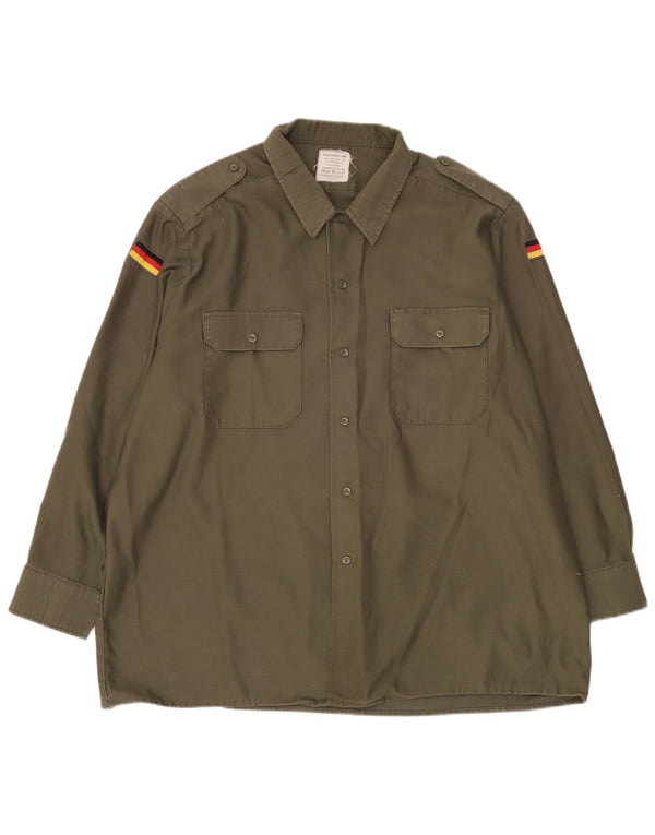 Vintage Mens Military Shirt 2XL Khaki Cotton