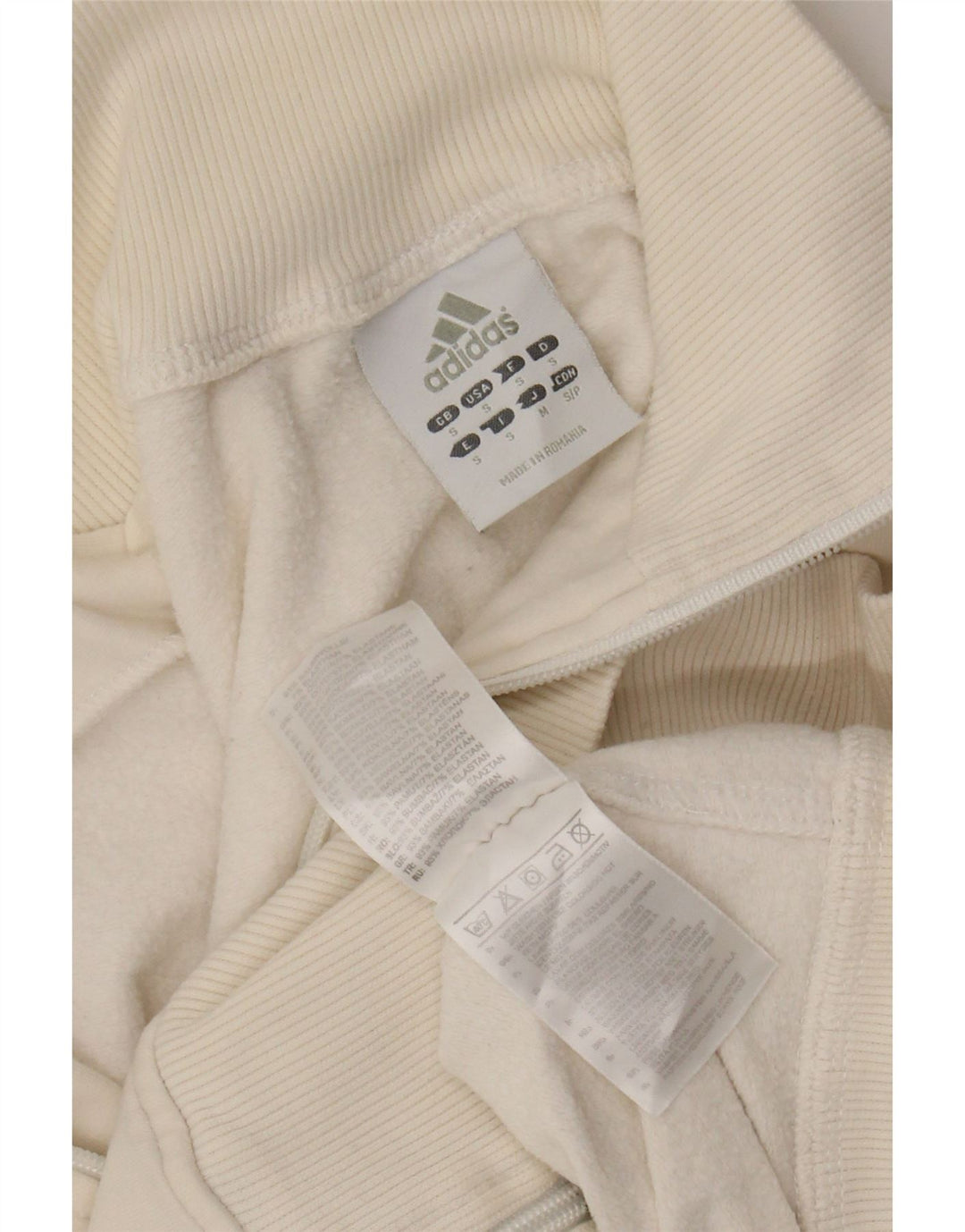 ADIDAS Womens Crop Tracksuit Top Jacket UK 10 Small White Cotton