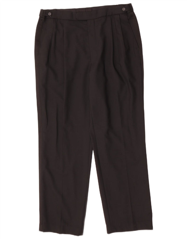 Marks & Spencer Mens Pegged Suit Trousers W36 L31 Black Wool