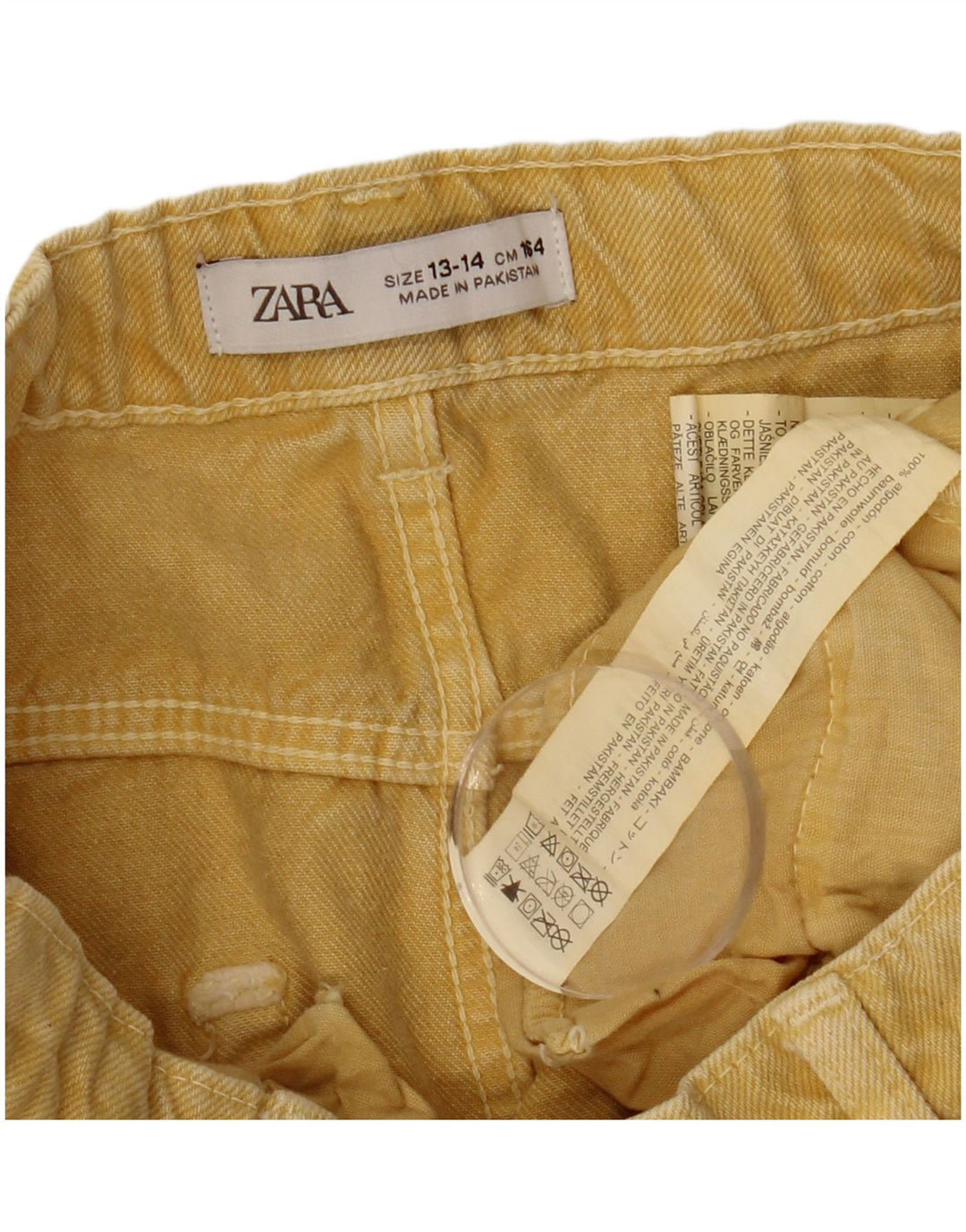 ZARA Girls Denim Skirt 13-14 Years W26  Yellow Cotton