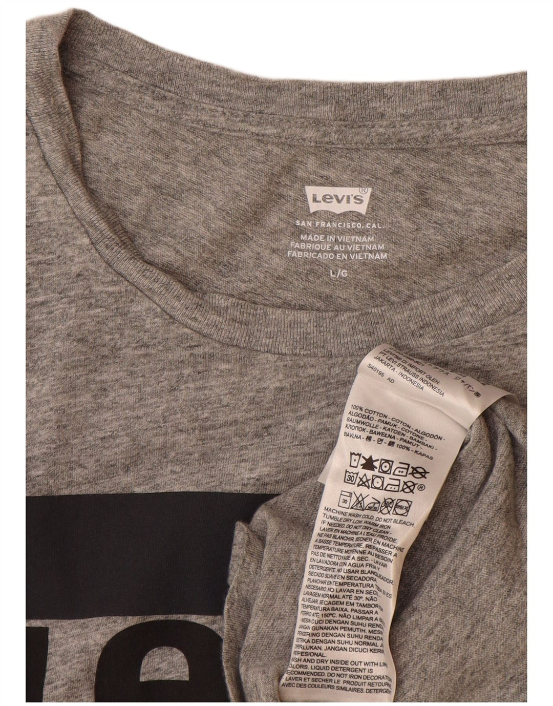 Levi's Womens Graphic T-Shirt Top UK 14 Large Grey Cotton