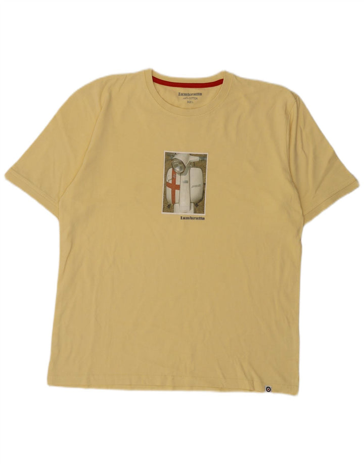 Lambretta Mens Graphic T-Shirt Top Large Yellow Cotton