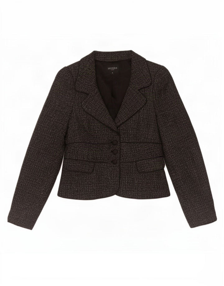 Hobbs Womens 3 Button Blazer Jacket UK 8 Small Grey Polyester