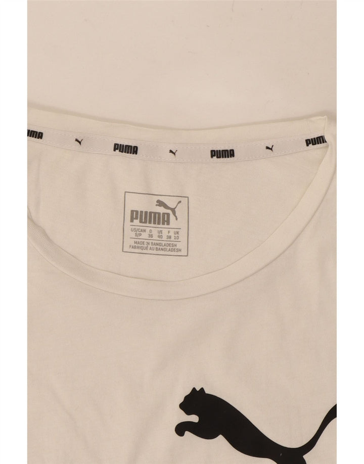 PUMA Womens Graphic T-Shirt Top UK 10 Small  White Vintage Puma and Second-Hand Puma from Messina Hembry 