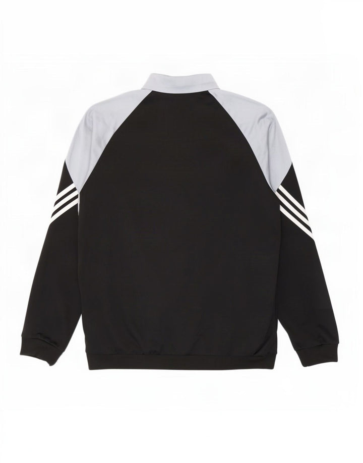 Adidas Mens Tracksuit Top Jacket Large Black Colourblock Polyester