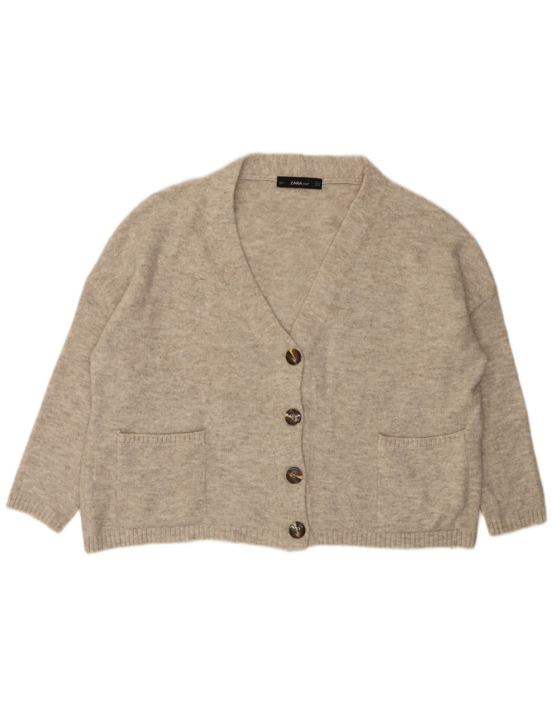 Zara Womens Oversized Cardigan Sweater UK 10 Small Grey Flecked