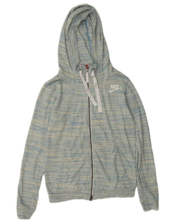 Nike Womens Zip Hoodie Sweater UK 10 Small Blue Flecked Polyester