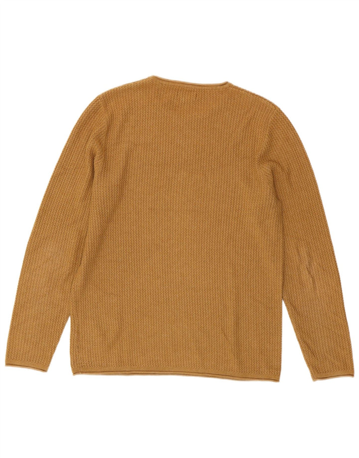 JACK & JONES Mens Crew Neck Jumper Sweater Medium Brown Cotton
