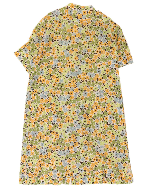Vintage Womens Short Sleeves Shirt Dress IT 44 Medium Multicoloured Floral
