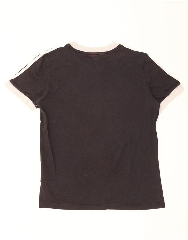 ADIDAS Womens T-Shirt Top UK 12 Medium Black Cotton