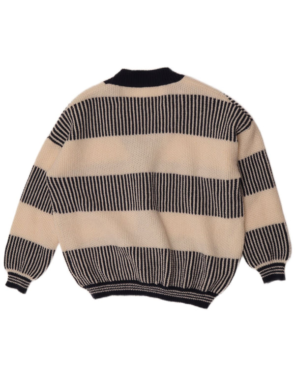 Vintage Womens Cardigan Sweater UK 18 XL Navy Blue Striped