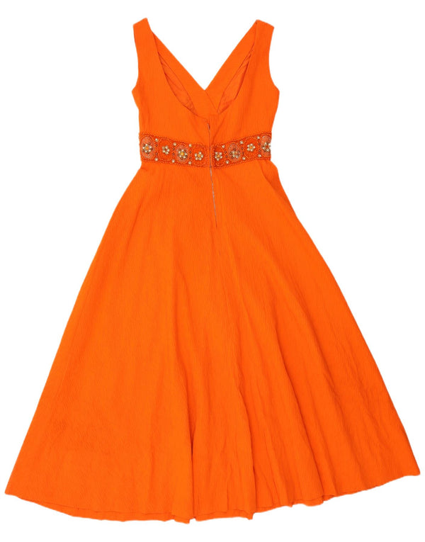 Vintage Womens Sleeveless A-Line Dress UK 10 Small Orange