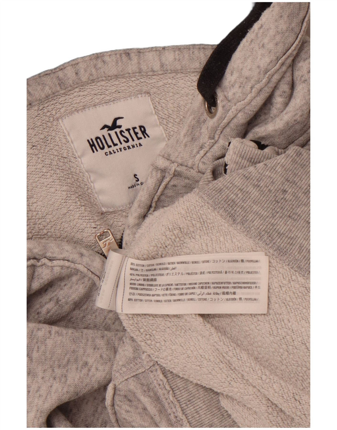 HOLLISTER Mens Zip Hoodie Sweater Small Grey Flecked Cotton