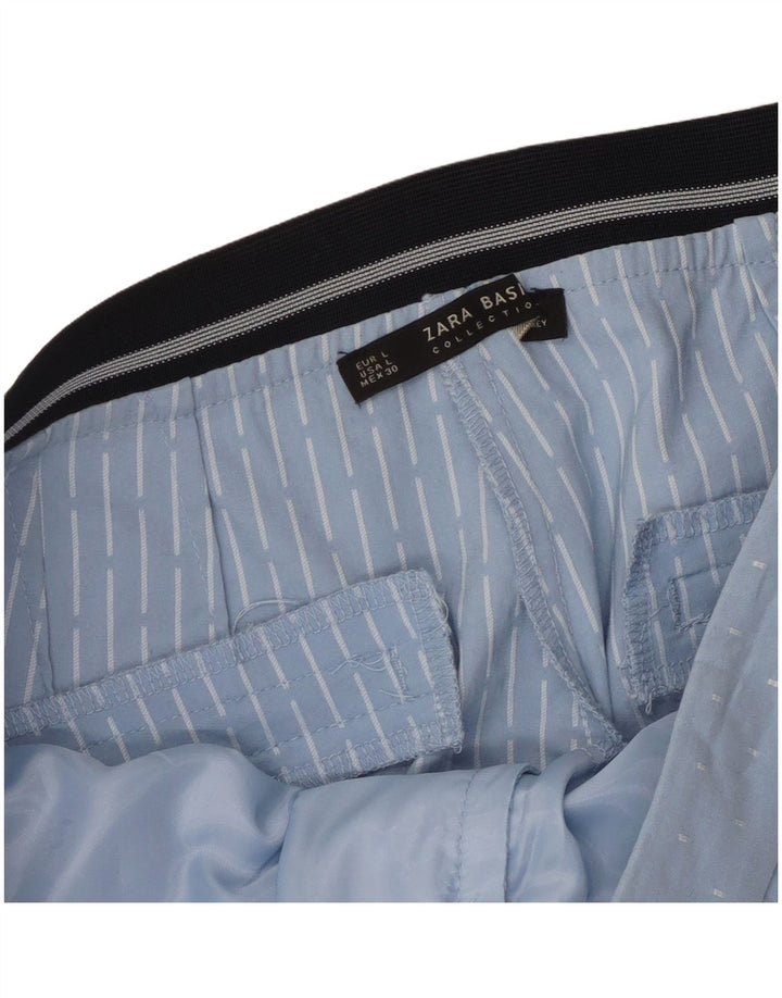 Zara Womens Slim Chino Trousers Large W32 L27 Blue Geometric