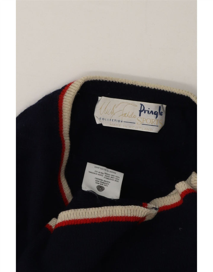 Pringle Mens V-Neck Jumper Sweater Large Navy Blue New Wool