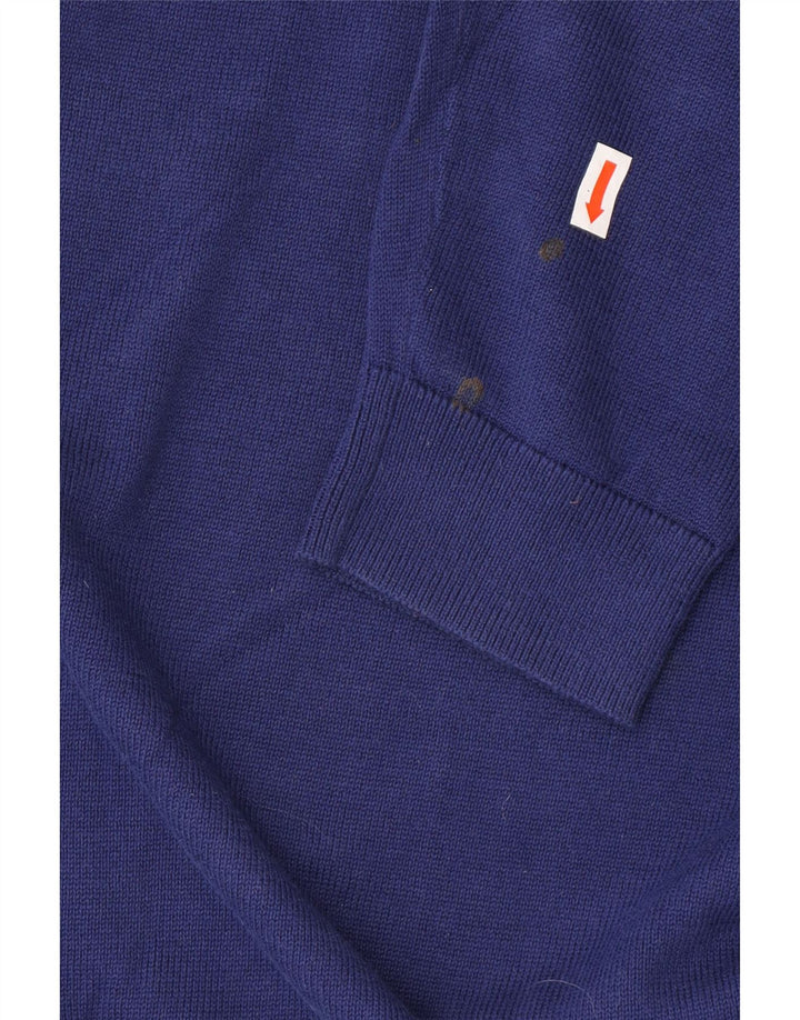 REISS Mens V-Neck Jumper Sweater Large Blue Cotton