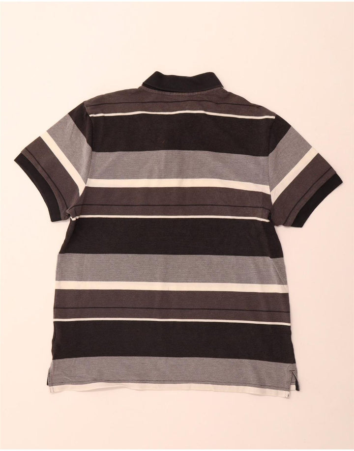 NIKE Mens Polo Shirt Large Grey Striped Cotton