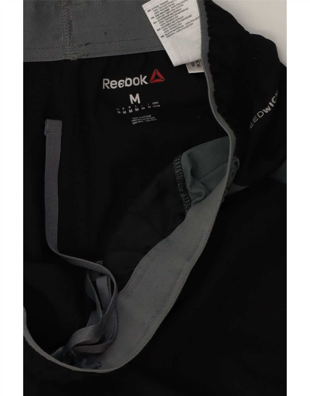 REEBOK Mens Sport Shorts Medium  Black Colourblock Polyester