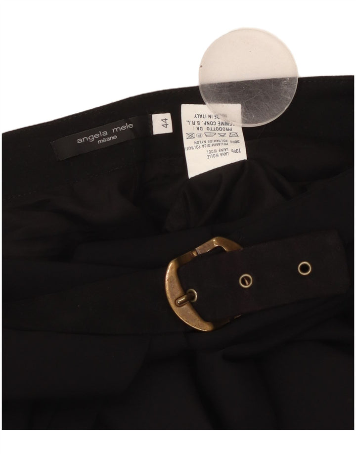 ANGELA MELE Womens Wrap Skirt IT 44 Medium W30 Black Wool