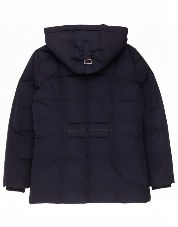 Monsoon Womens Hooded Padded Jacket UK 14 Medium Navy Blue Polyester