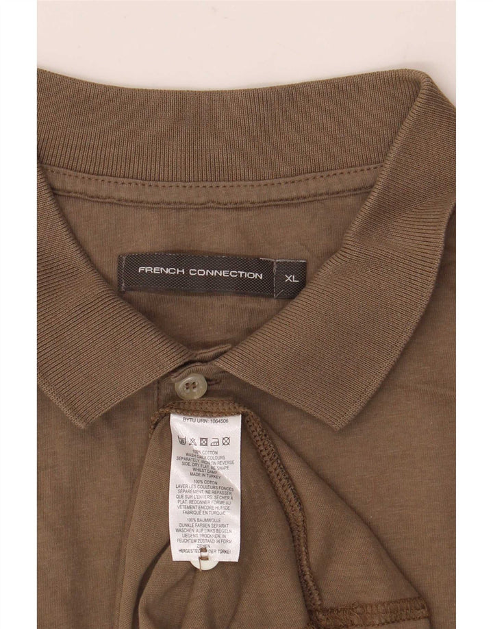 French Connection Mens Polo Shirt XL Brown Cotton