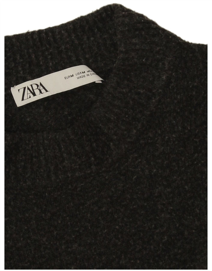 Zara Womens Crew Neck Jumper Sweater UK 14 Medium Grey