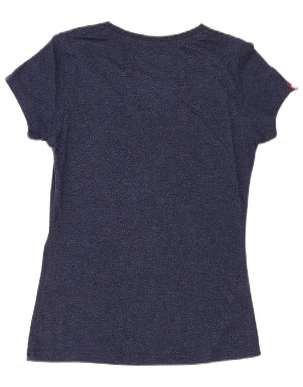 SUPERDRY Womens Graphic T-Shirt Top UK 10 Small Navy Blue Cotton