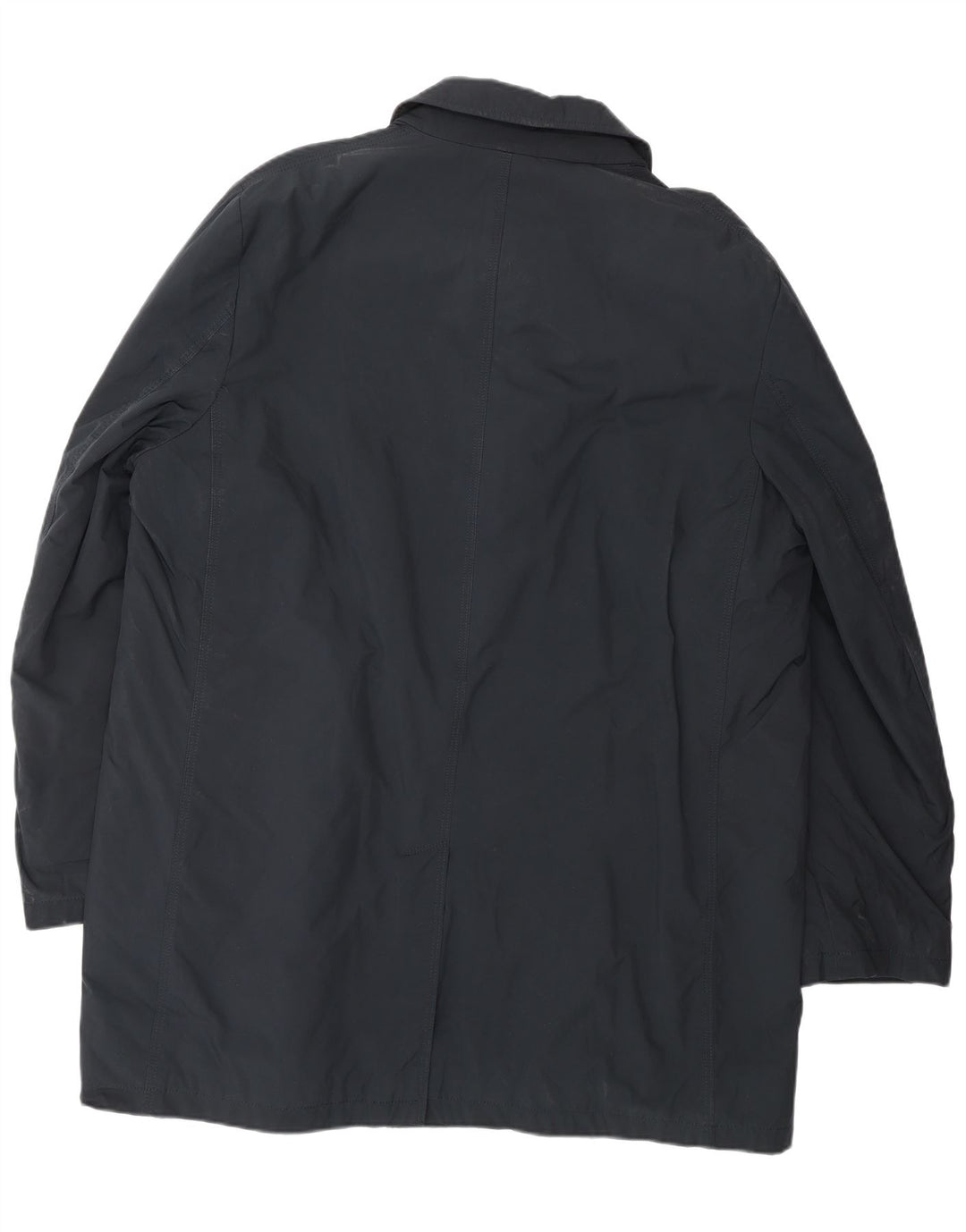 BORSALINO Mens Overcoat IT 56 3XL Navy Blue Polyester Classic