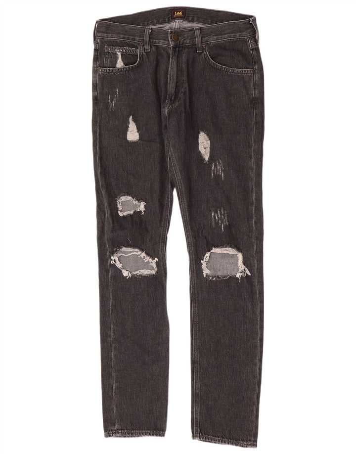 Lee Mens Distressed Slim Jeans W31 L32 Grey Cotton