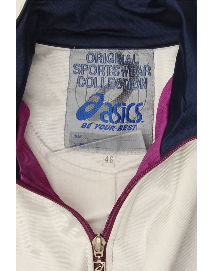 ASICS Womens Graphic Tracksuit Top Jacket IT 46 Large Purple Colourblock