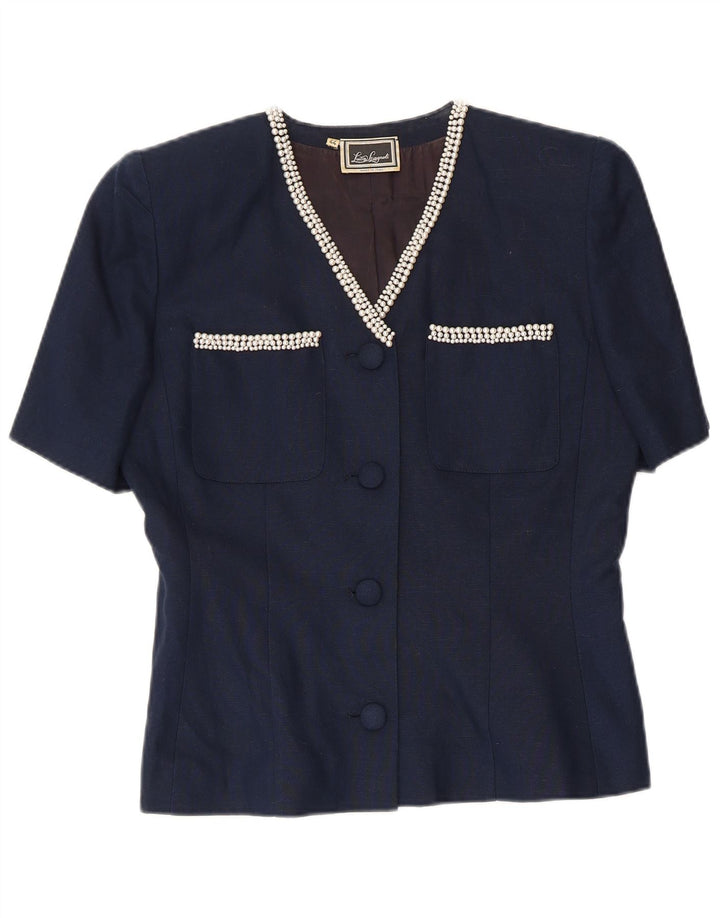 LUISA SPAGNOLI Womens 4 Button Blazer Jacket IT 44 Medium Navy Blue