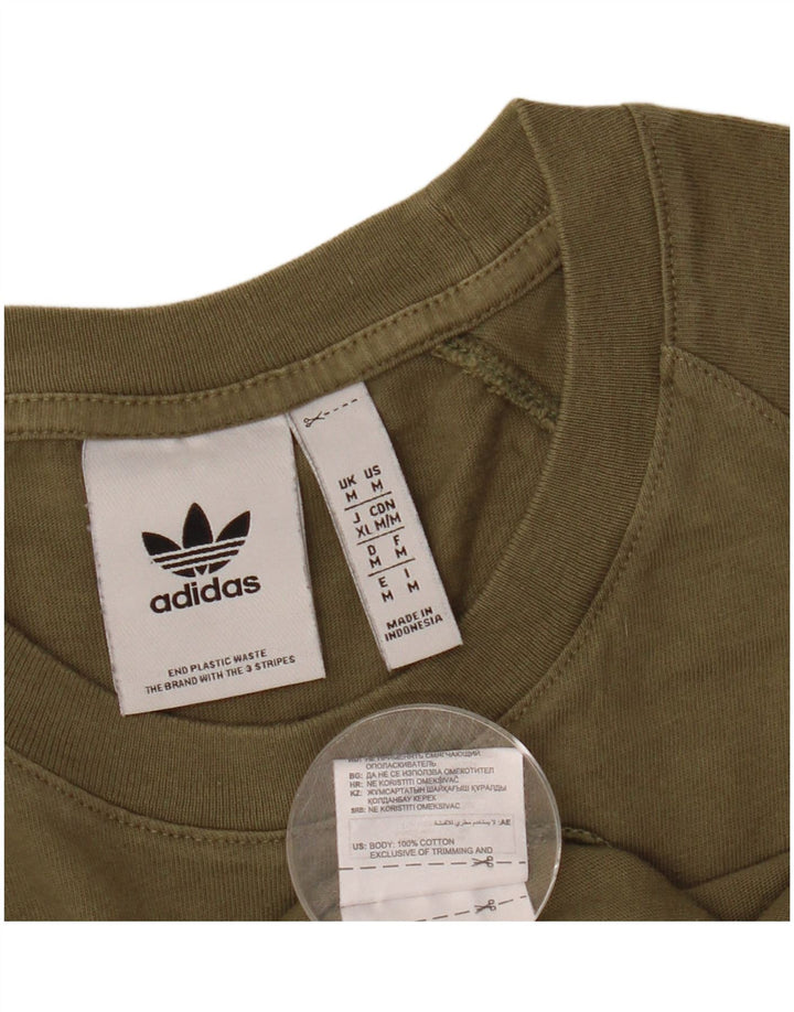 ADIDAS Mens T-Shirt Top Medium Khaki Colourblock Cotton