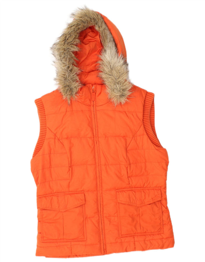 S.OLIVER Womens Hooded Padded Gilet UK 14 Medium Orange Polyester