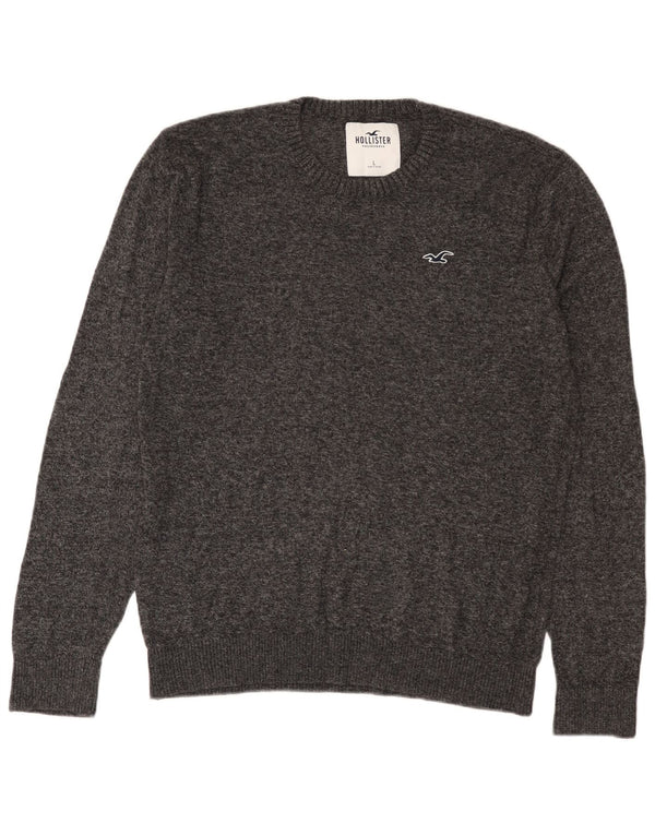 Hollister Mens Crew Neck Jumper Sweater Large Grey Flecked