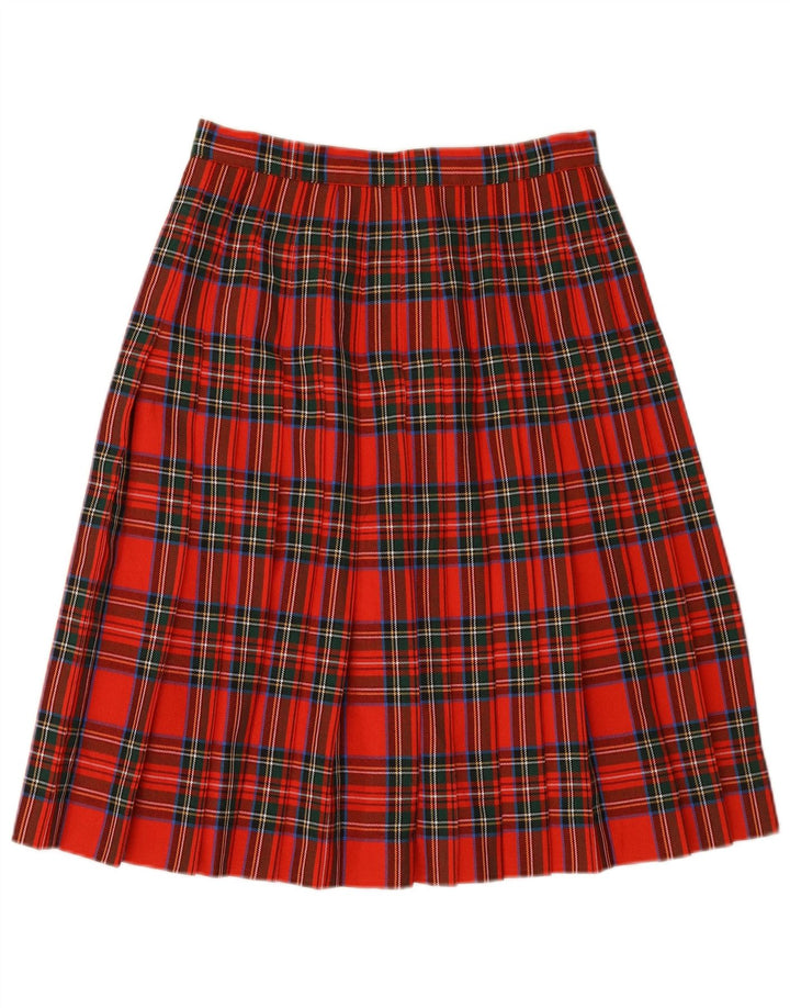 VINTAGE Womens Pleated Skirt W30 Medium Red Check