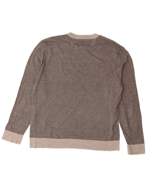 Dockers Mens Crew Neck Jumper Sweater Large Grey Flecked