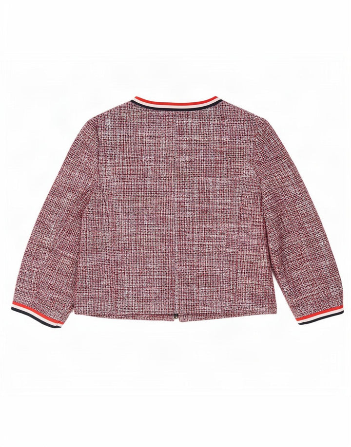 Marks & Spencer Womens Crop Blazer Jacket UK 12 Medium Red Flecked Cotton