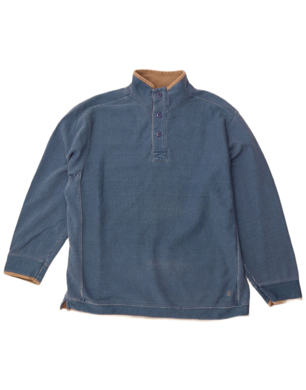 ANIMAL Mens Button Neck Sweatshirt Jumper XL Blue Cotton