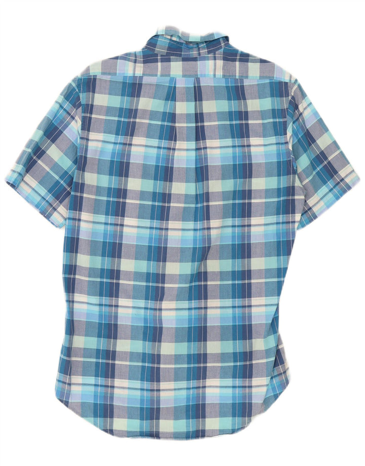 Brooks Brothers Mens Regent Short Sleeve Shirt Medium Blue Check Cotton