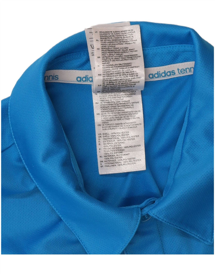 Adidas Mens Climalite Polo Shirt Large Blue Colourblock Polyester