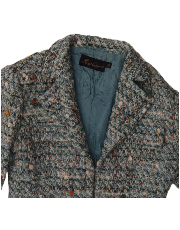 Luisa Spagnoli Womens Front Tie Blazer Jacket IT 40 Small Blue Flecked