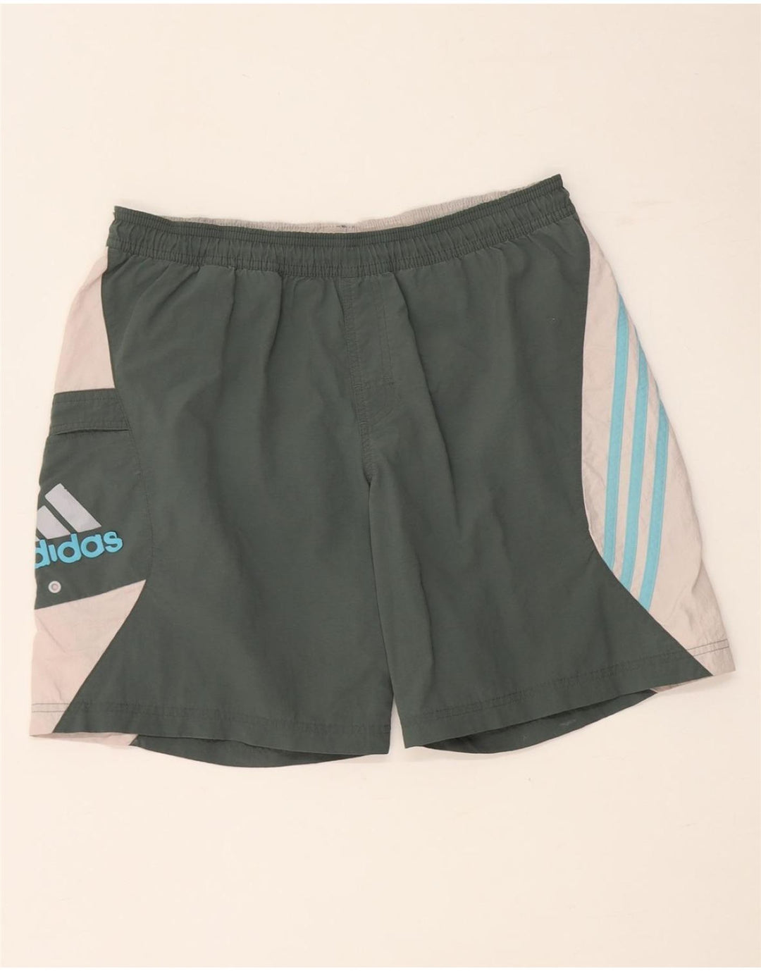 Adidas Mens Swimming Shorts Medium  Khaki Colourblock Polyamide