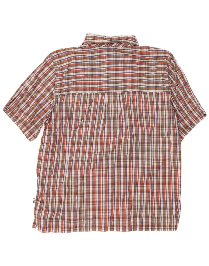 THE NORTH FACE Mens Short Sleeve Shirt XL Brown Check Nylon