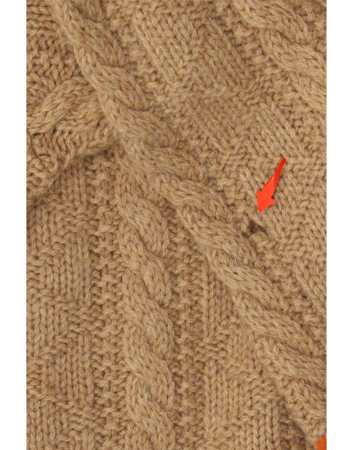 BENETTON Womens Cardigan Sweater UK 14 Large Beige Fair Isle