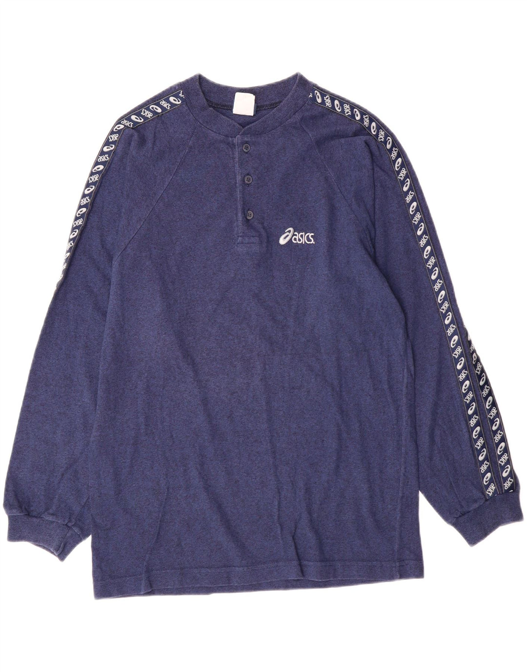 Asics Mens Top Long Sleeve Medium Navy Blue Cotton