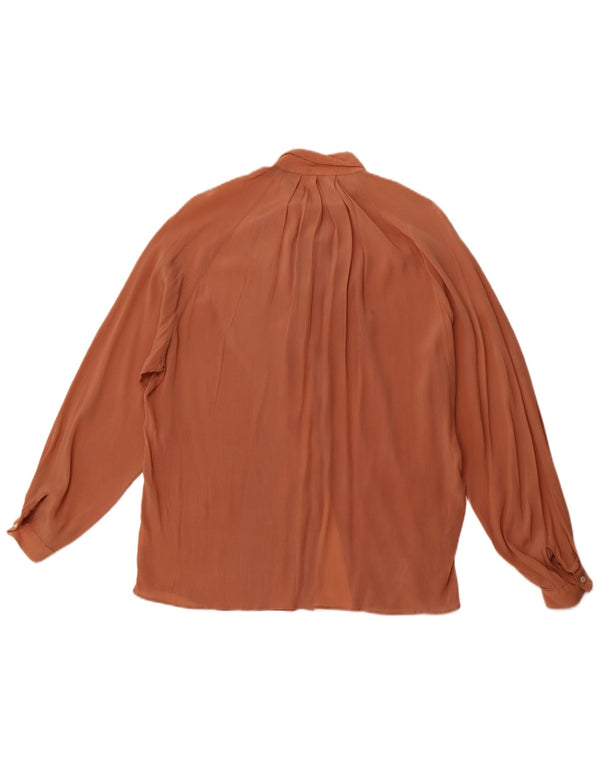 VINTAGE Womens Loose Fit Long Sleeve Shirt Blouse IT 46 Large Brown