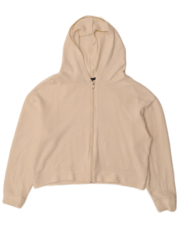 Zara Womens Crop Zip Hoodie Sweater UK 14 Medium White Viscose