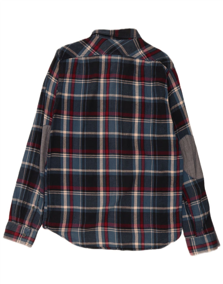 Marlboro Classics Mens Slim Fit Flannel Shirt Medium Navy Blue Check