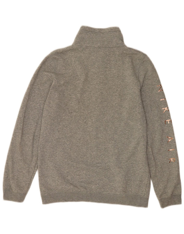 Nike Womens 1/4 Zip Oversized Sweatshirt Jumper UK 6 XS Grey Cotton