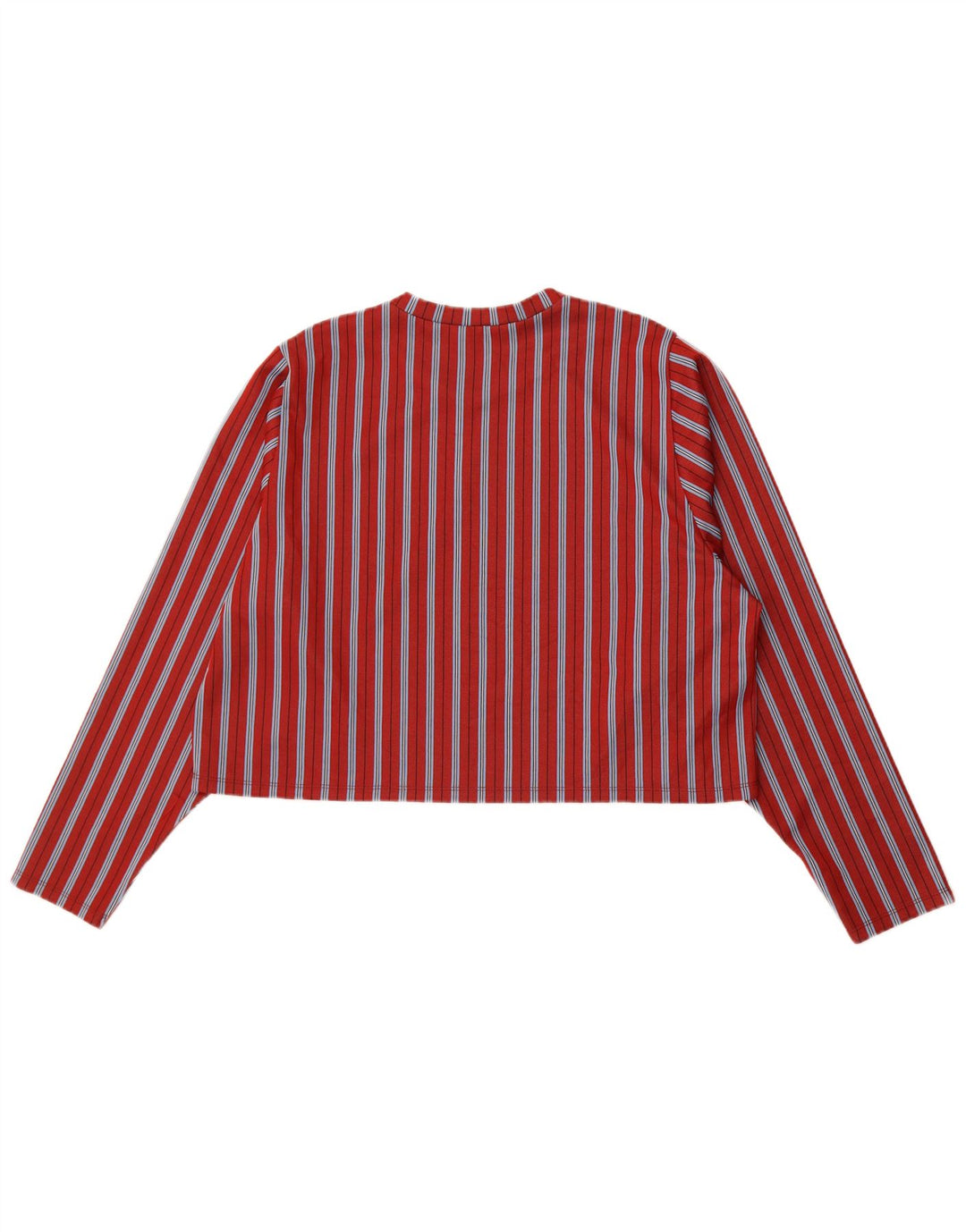 Zara Womens Crop Top Long Sleeve UK 14 Medium Red Striped